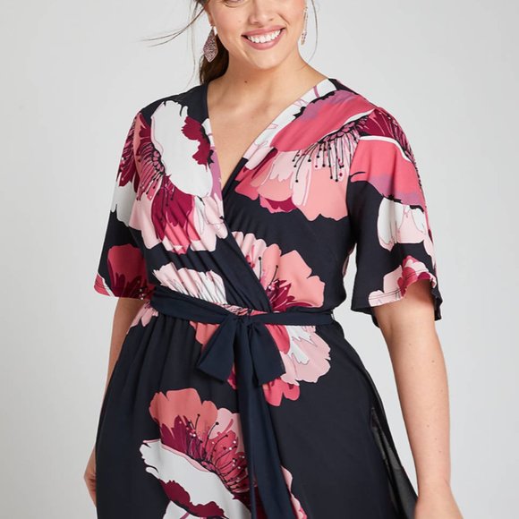 NWT Lane Bryant Floral Crossover Midi Dress - Picture 3 of 3